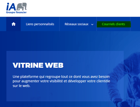 Vitrine web onglet courriels clients